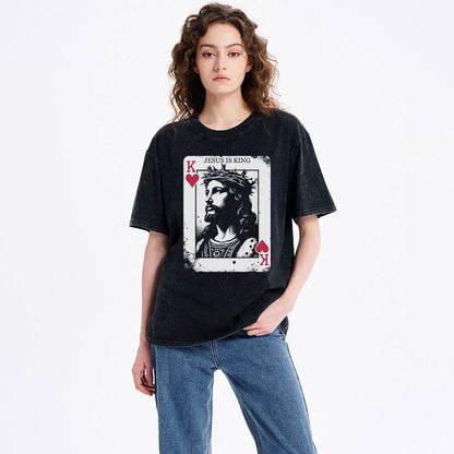 Jesus Is King Card Washed T-Shirt
