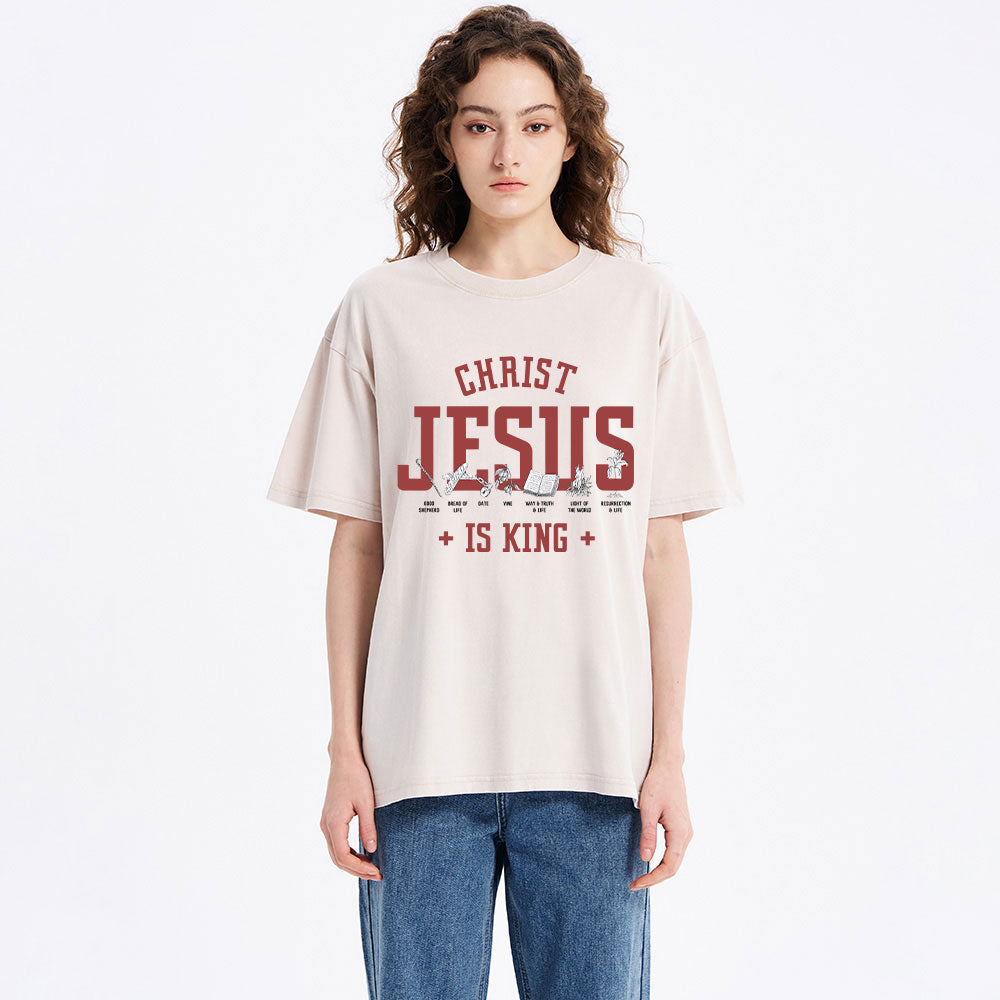 Jesus Is King Christian Washed T-Shirt