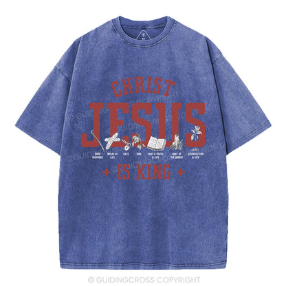 Jesus Is King Christian Washed T-Shirt