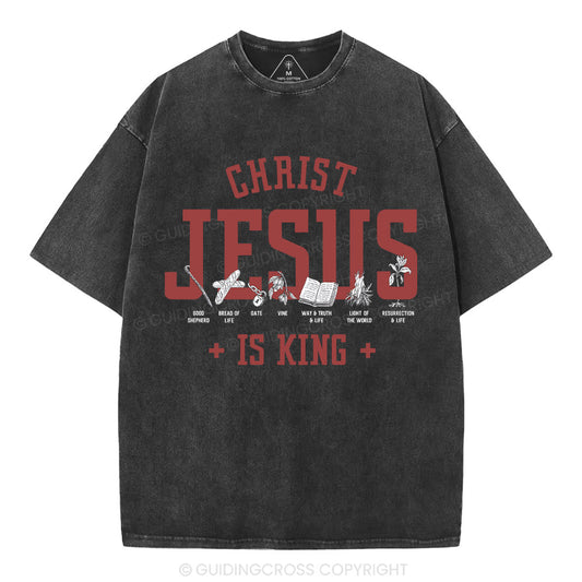 Jesus Is King Christian Washed T-Shirt
