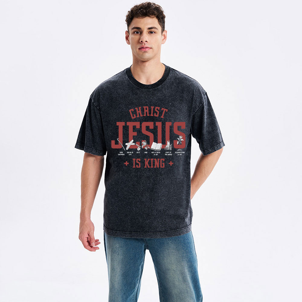 Jesus Is King Christian Washed T-Shirt