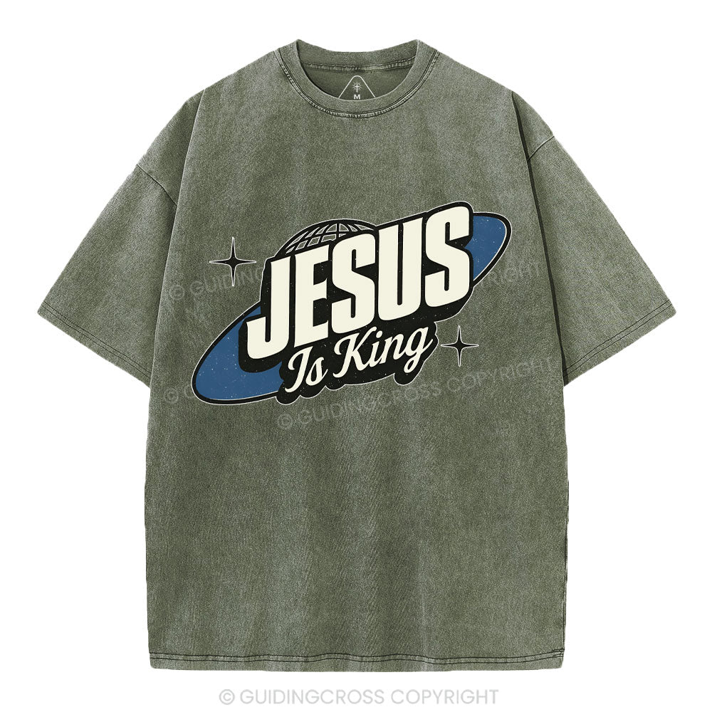 Jesus Is King Christian Washed T-Shirt