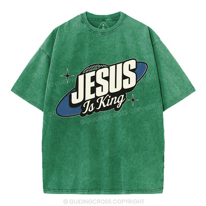 Jesus Is King Christian Washed T-Shirt