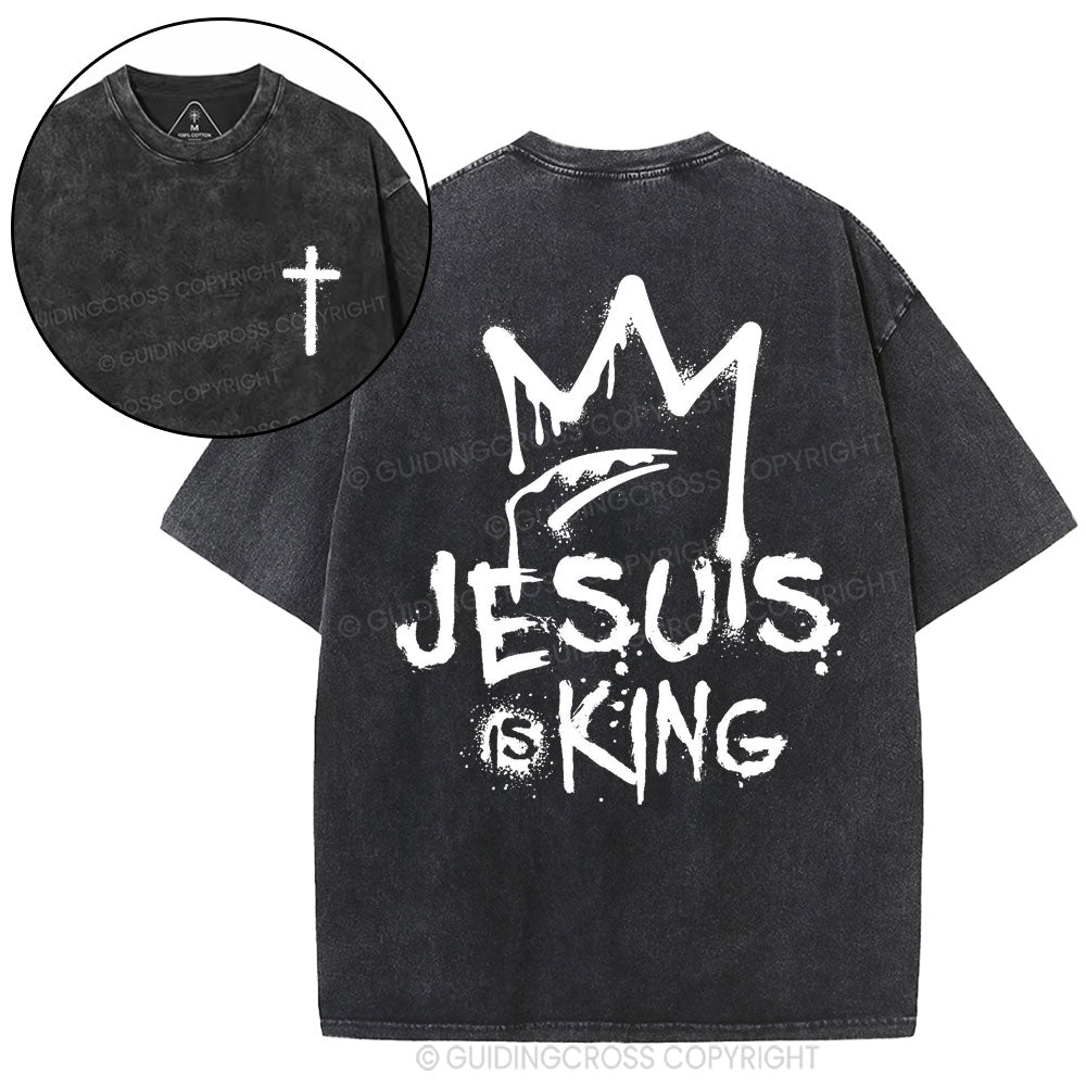 Jesus Is King Christian Washed T-Shirt