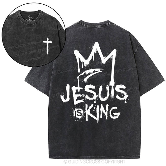 Jesus Is King Christian Washed T-Shirt