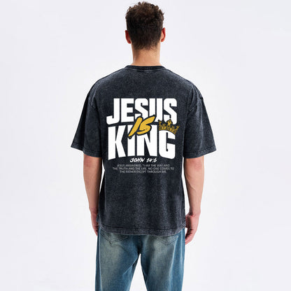 Jesus Is King Christian Washed T-Shirt