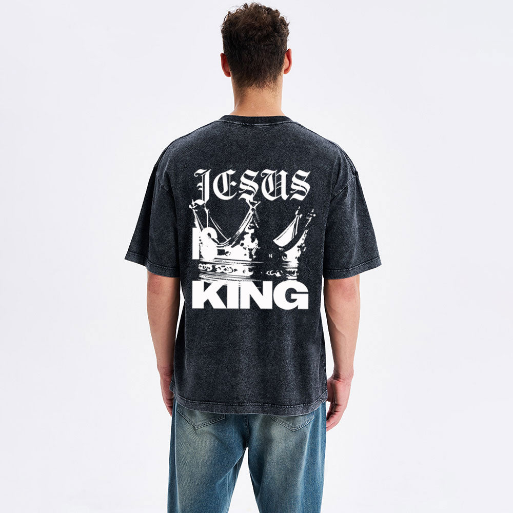 Jesus Is King Christian Washed T-Shirt