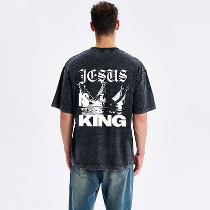 Jesus Is King Christian Washed T-Shirt