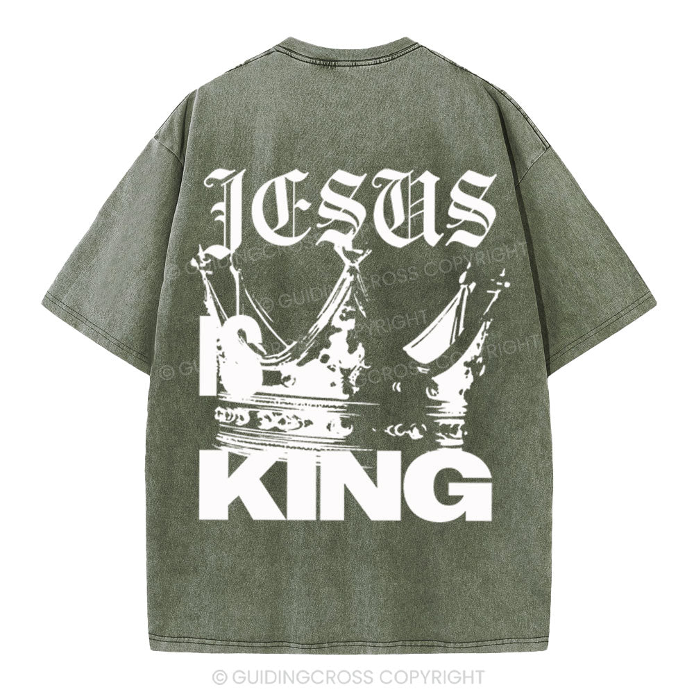 Jesus Is King Christian Washed T-Shirt