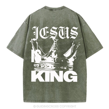 Jesus Is King Christian Washed T-Shirt