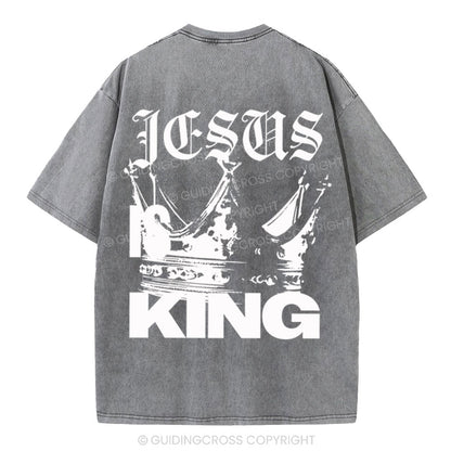Jesus Is King Christian Washed T-Shirt