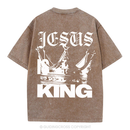 Jesus Is King Christian Washed T-Shirt
