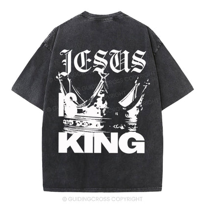 Jesus Is King Christian Washed T-Shirt