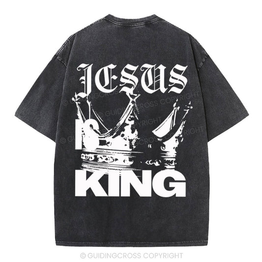 Jesus Is King Christian Washed T-Shirt