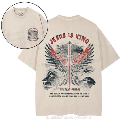 Jesus Is King Wings Christian Washed T-Shirt