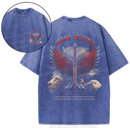 Jesus Is King Wings Christian Washed T-Shirt