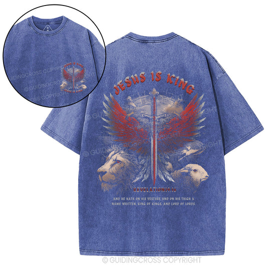 Jesus Is King Wings Christian Washed T-Shirt