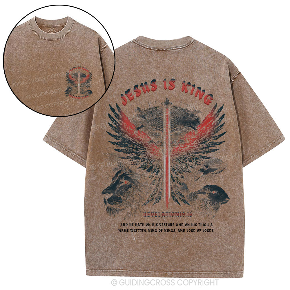 Jesus Is King Wings Christian Washed T-Shirt