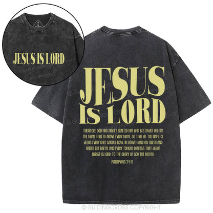 Jesus Is Lord Christian Washed T-Shirtr