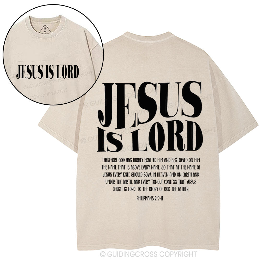 Jesus Is Lord Christian Washed T-Shirtr