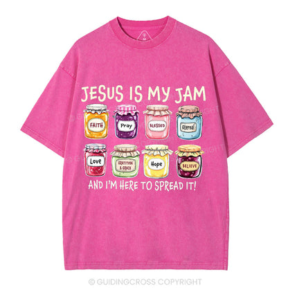 Jesus Is My Jam And I'm Here To Spread It Christian Washed T-Shirt