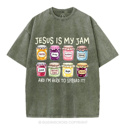 Jesus Is My Jam And I'm Here To Spread It Christian Washed T-Shirt