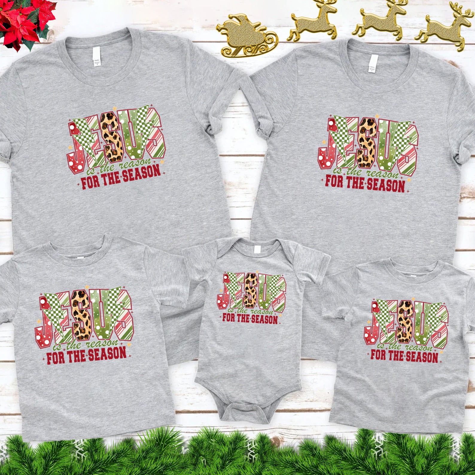 Personalized Jesus Is The  Reason Christmas Family Matching Shirts