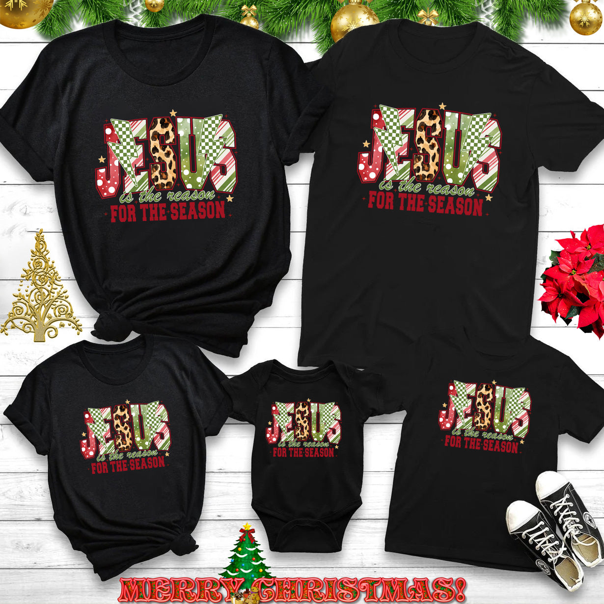 Personalized Jesus Is The  Reason Christmas Family Matching Shirts