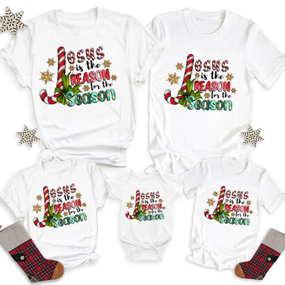 Jesus Is The Reason For The Season Christian Christmas Family Matching Shirts
