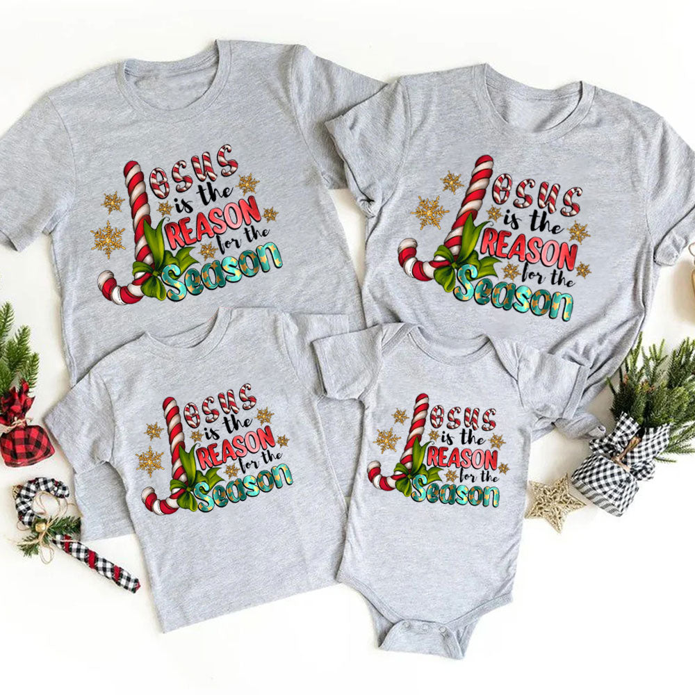 Jesus Is The Reason For The Season Christian Christmas Family Matching Shirts