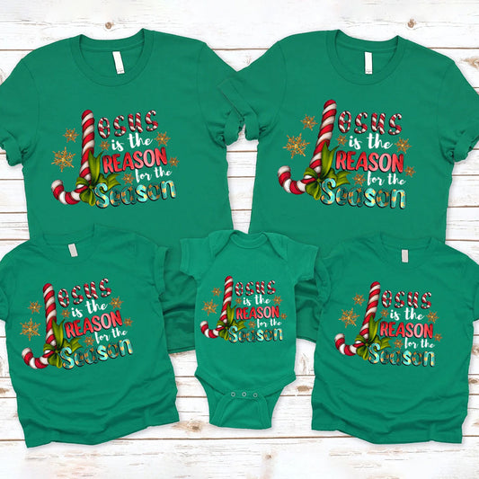 Jesus Is The Reason For The Season Christian Christmas Family Matching Shirts
