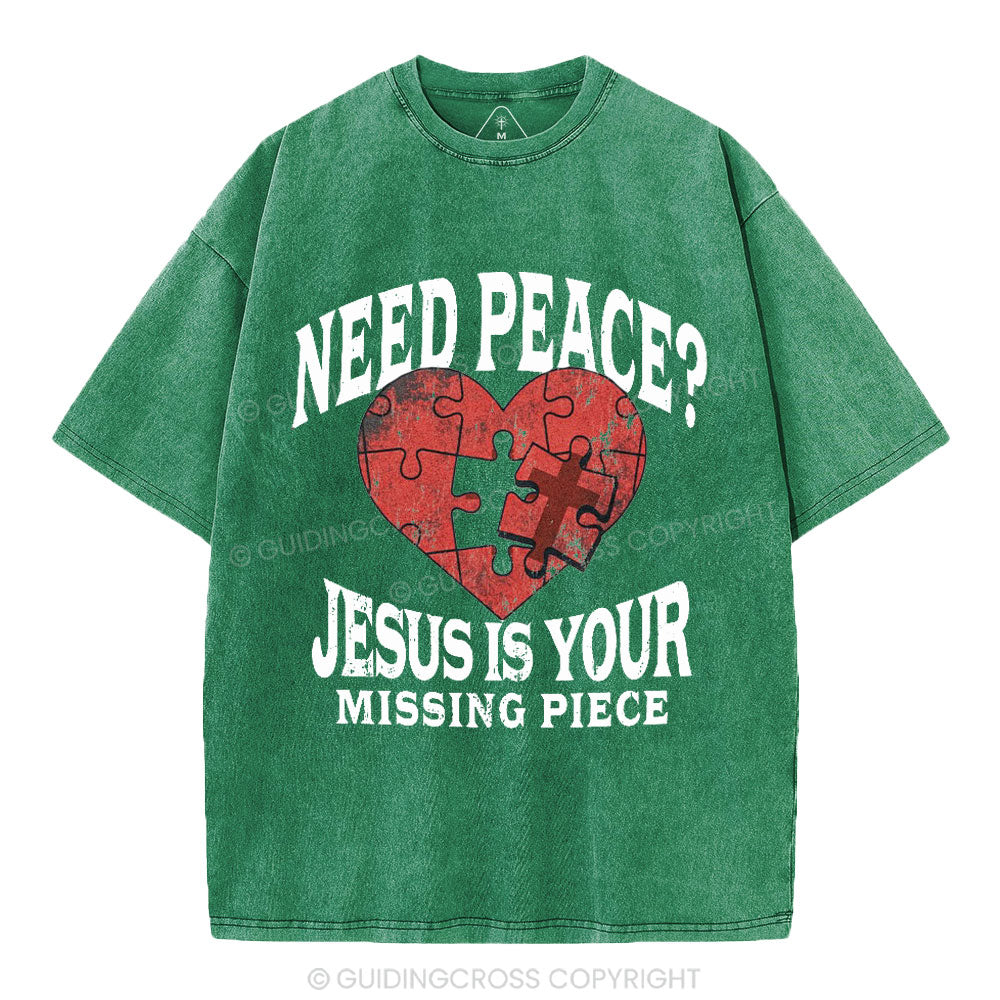 Jesus Is Your Missing Piece Christian Washed T-Shirt