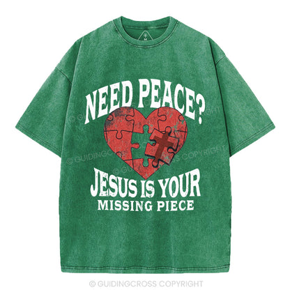 Jesus Is Your Missing Piece Christian Washed T-Shirt