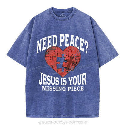 Jesus Is Your Missing Piece Christian Washed T-Shirt