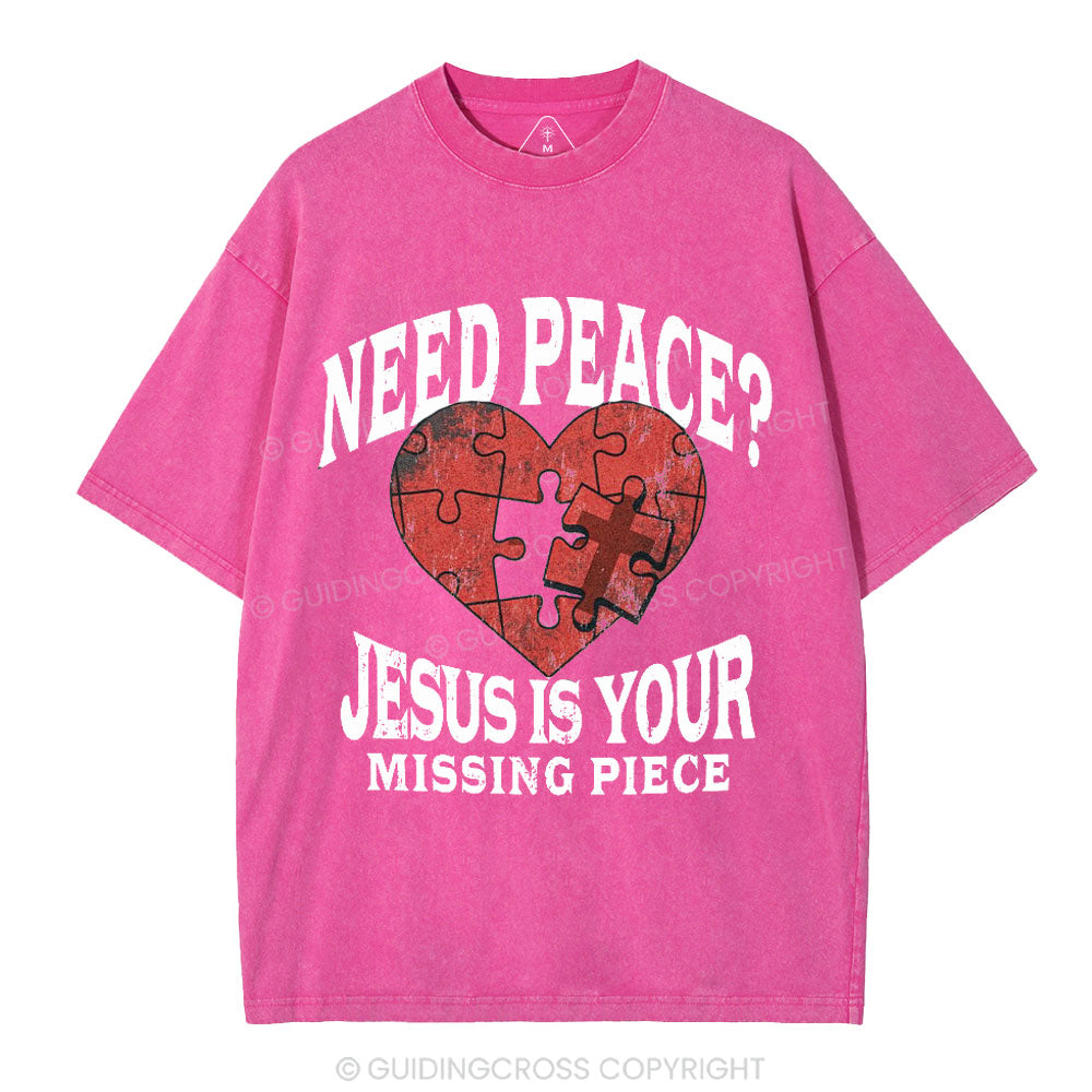 Jesus Is Your Missing Piece Christian Washed T-Shirt