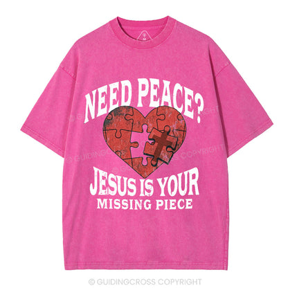 Jesus Is Your Missing Piece Christian Washed T-Shirt