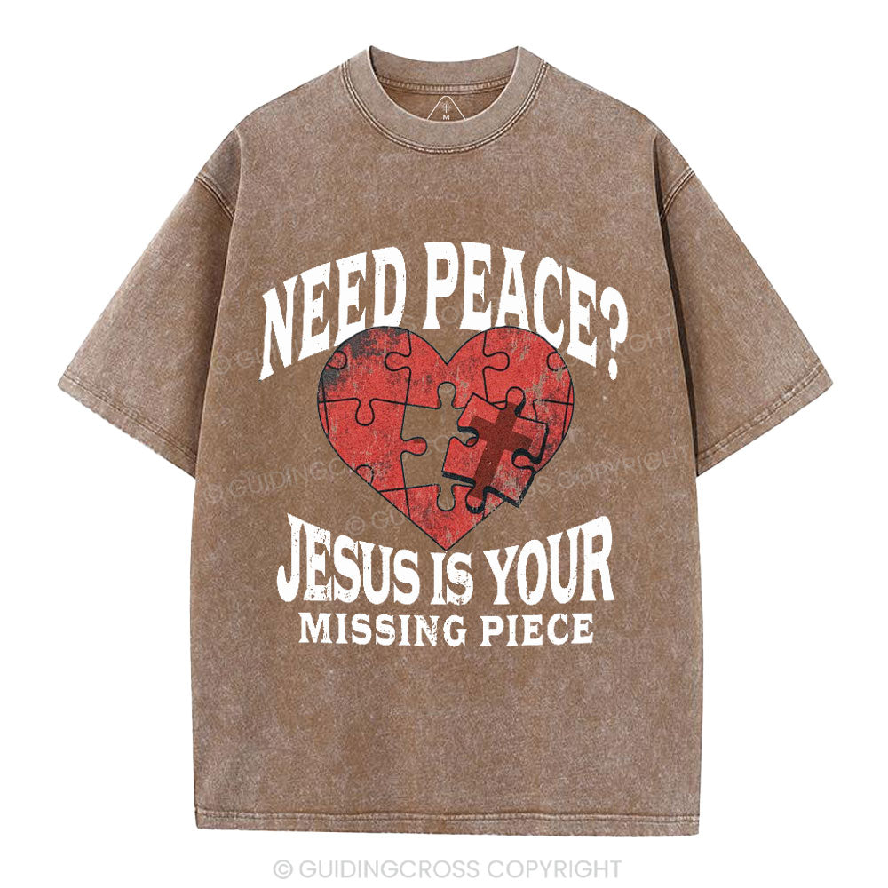 Jesus Is Your Missing Piece Christian Washed T-Shirt
