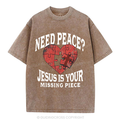 Jesus Is Your Missing Piece Christian Washed T-Shirt