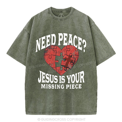 Jesus Is Your Missing Piece Christian Washed T-Shirt