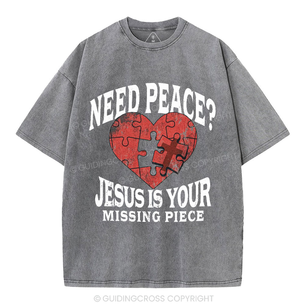 Jesus Is Your Missing Piece Christian Washed T-Shirt