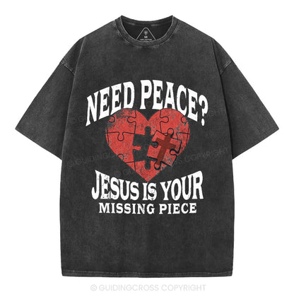 Jesus Is Your Missing Piece Christian Washed T-Shirt