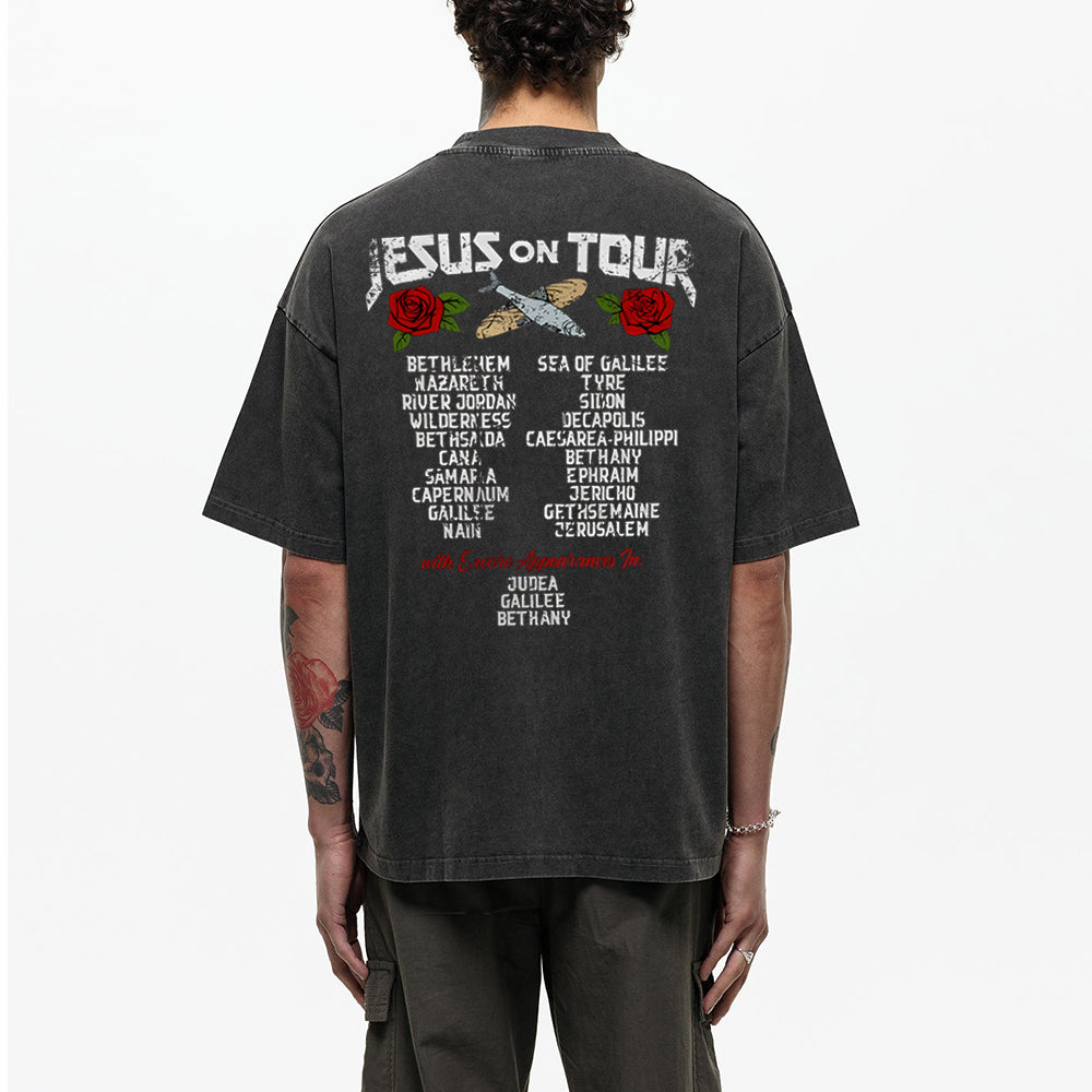 Jesus On Tour Christian Washed T-Shirt