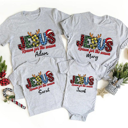 Jesus Reason For The Season Plaid Christmas Family Matching Shirts