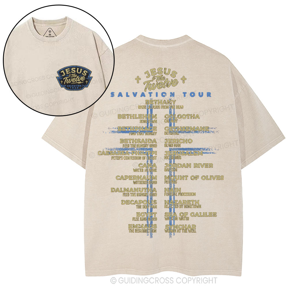 Jesus Salvation Tour Chrsitian Washed T-Shirt