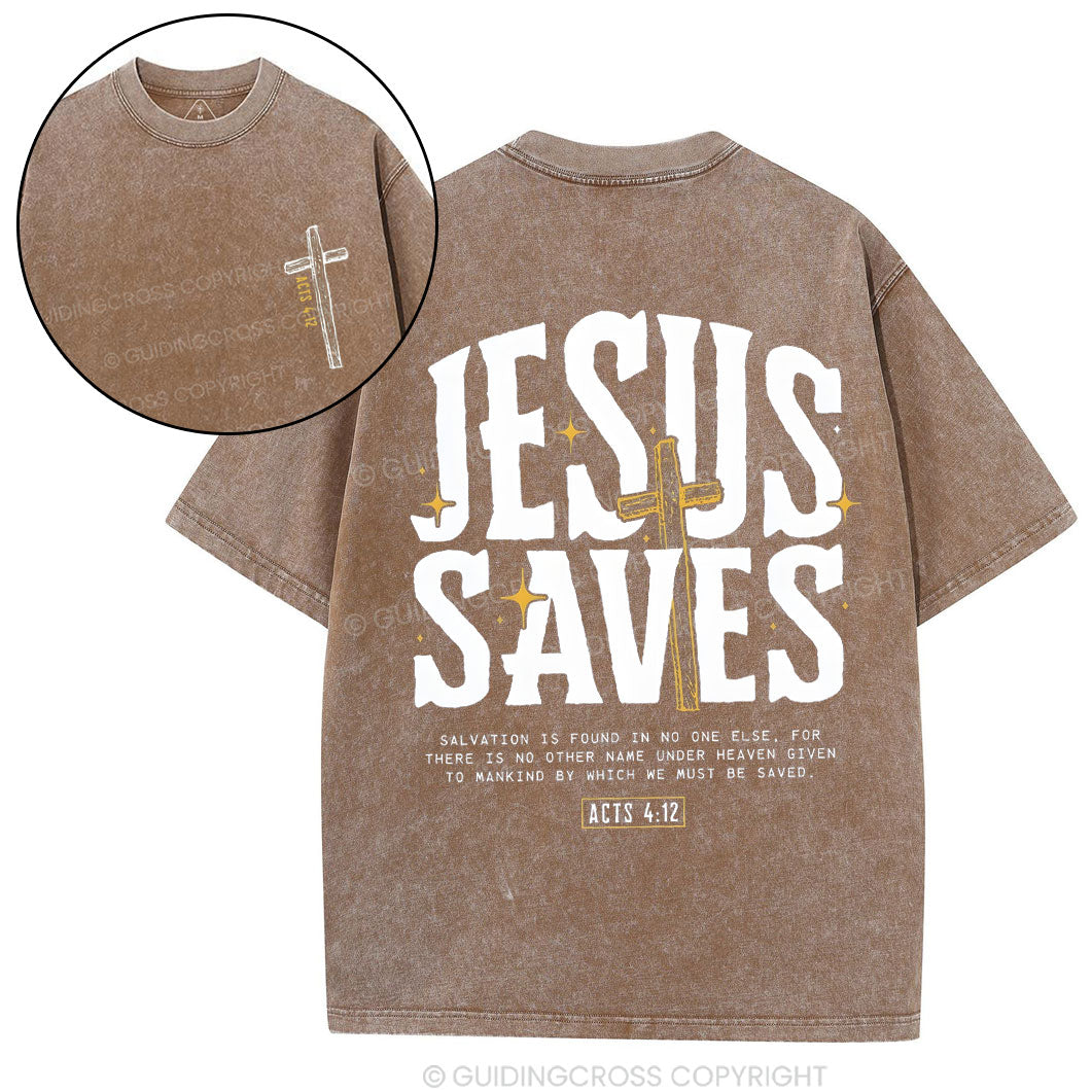 Jesus Saves Chirstian Washed T-Shirt