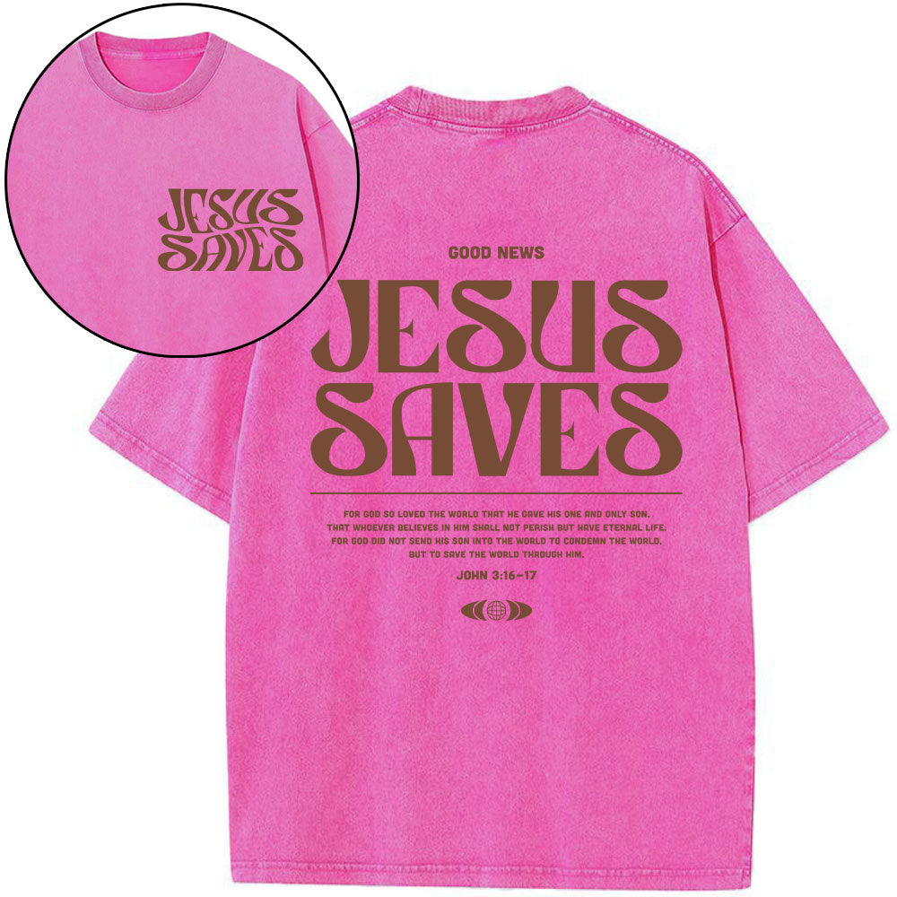 Jesus Saves Christian Washed T-Shirt