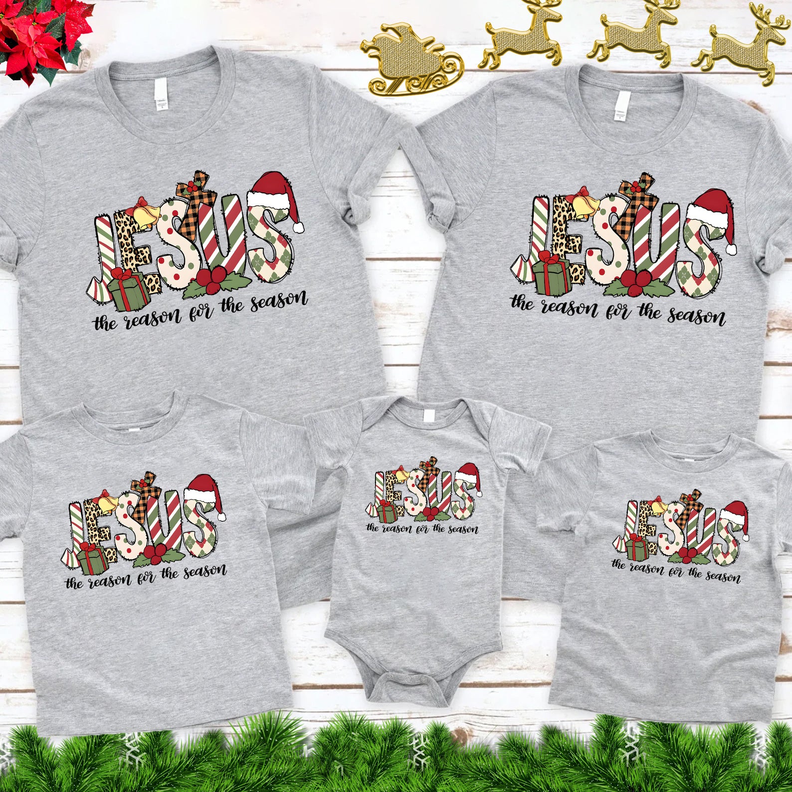 Personalized Jesus The Reason For The Season Christmas Family Matching Shirts