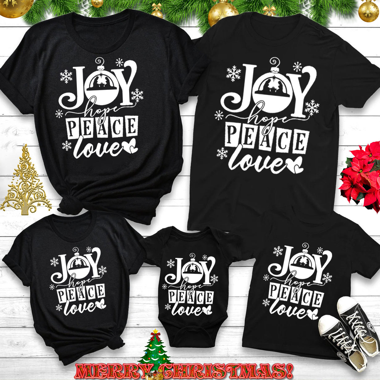 Joy Hope Peace Love Family Matching Shirts