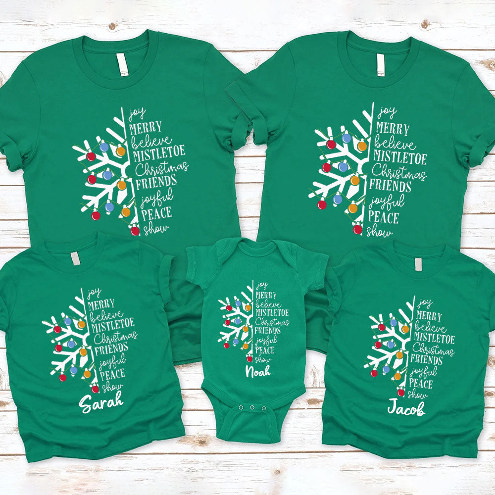 Joy Merry Belive Christmas Family Matching Shirts