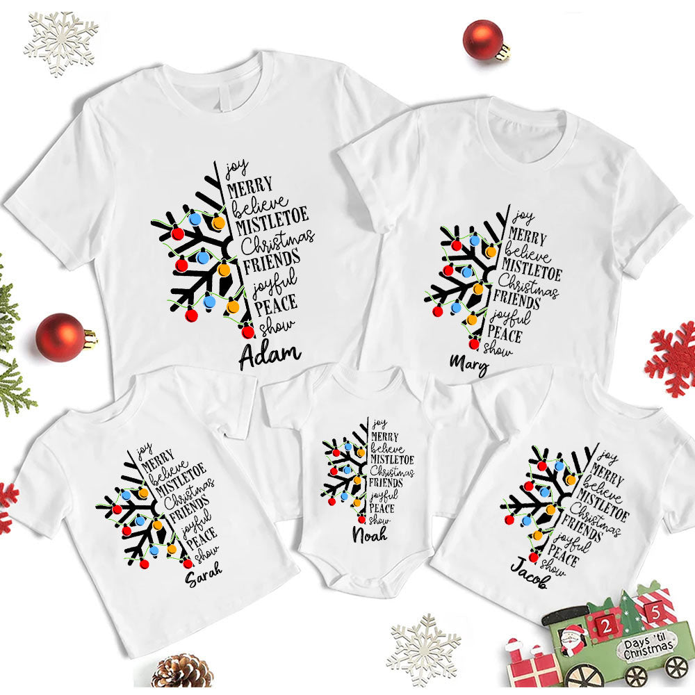 Joy Merry Belive Christmas Family Matching Shirts